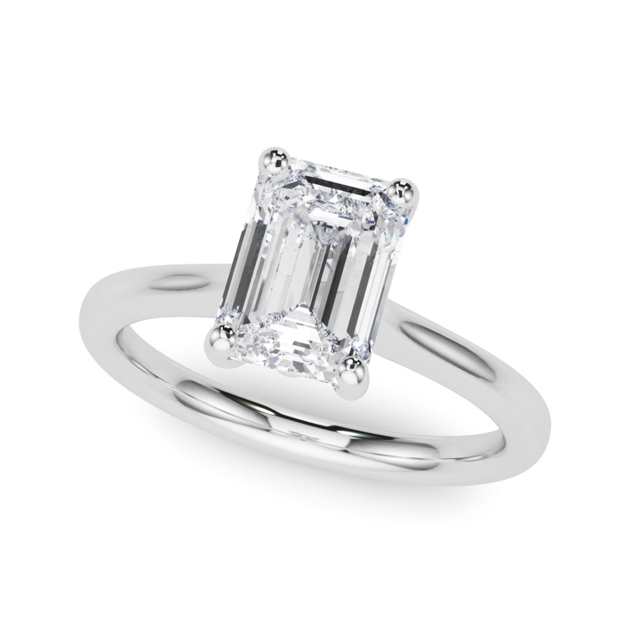 Emerald Cut Solitaire Diamond Ring with 0.90 Carat Total Weight, SI1-SI2 G-H Quality