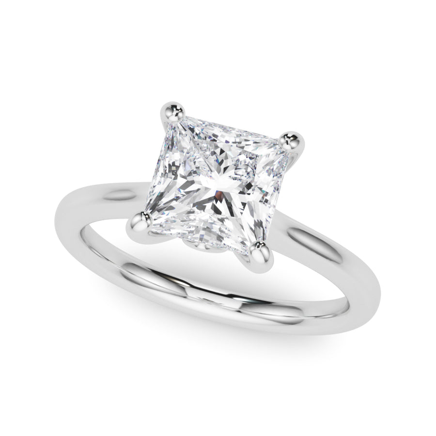 Elegant Solitaire Princess Cut Diamond Ring with 2 Carat Total Weight, G-H Color, SI1-SI2 Clarity