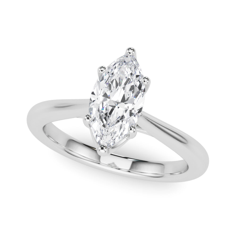 Elegant Marquise Solitaire Diamond Ring with 1/2 Carat Total Weight in G-H Color