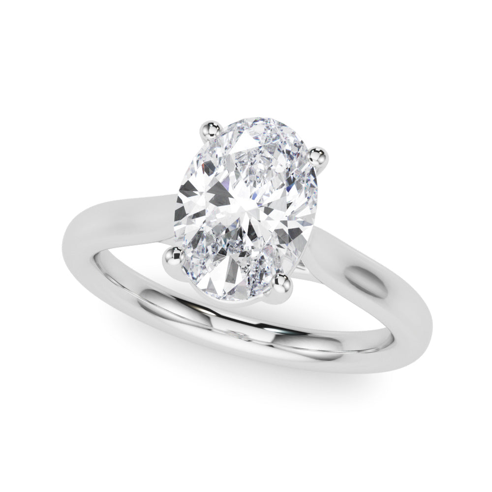 Elegant Solitaire Oval Diamond Ring with 2 Carat Total Weight in G-H Color