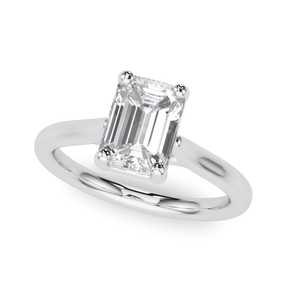 Emerald Cut Solitaire Diamond Ring with 0.90 Carat Total Weight, G-H Color, SI1-SI2 Clarity