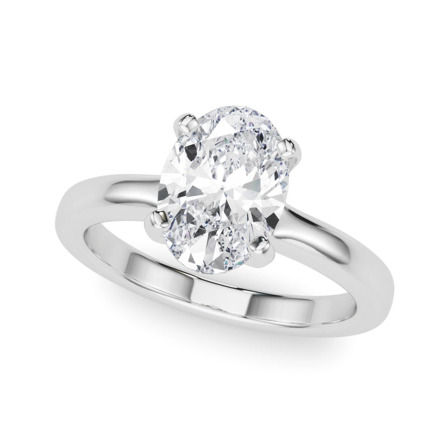 Solitaire Oval Diamond Ring with 2 Carat Total Weight in G-H SI1-SI2 Quality