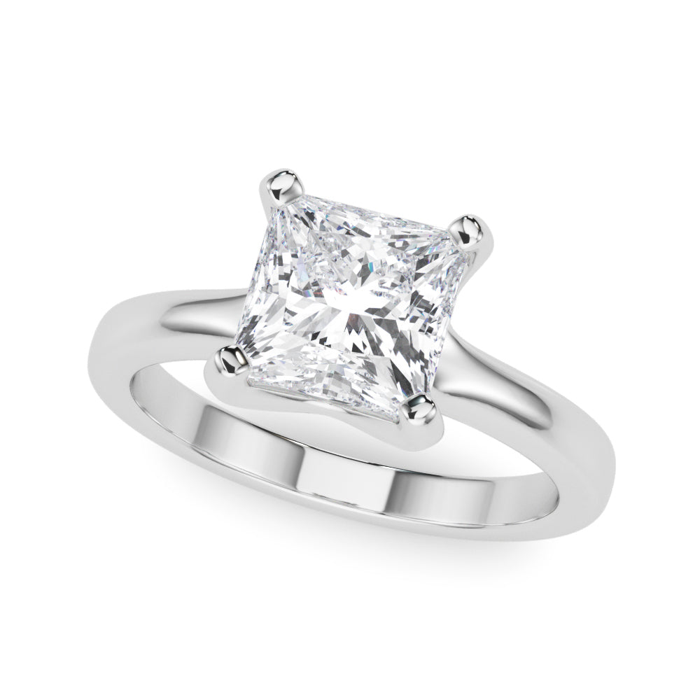 Princess Cut Solitaire Diamond Ring with 0.75 Carat Total Weight in G-H SI1-SI2 Quality
