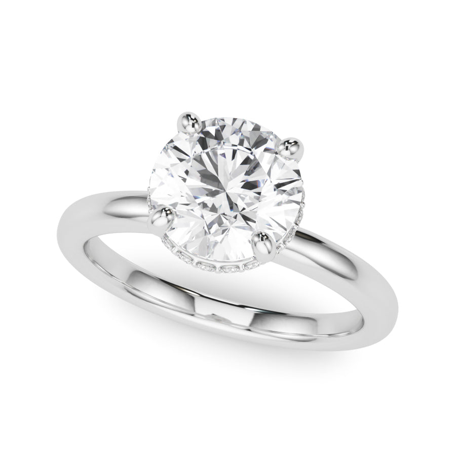 2.25 Carat Total Weight Round Diamond Prong-Set Ring with Side Stones, SI1-SI2 G-H Quality