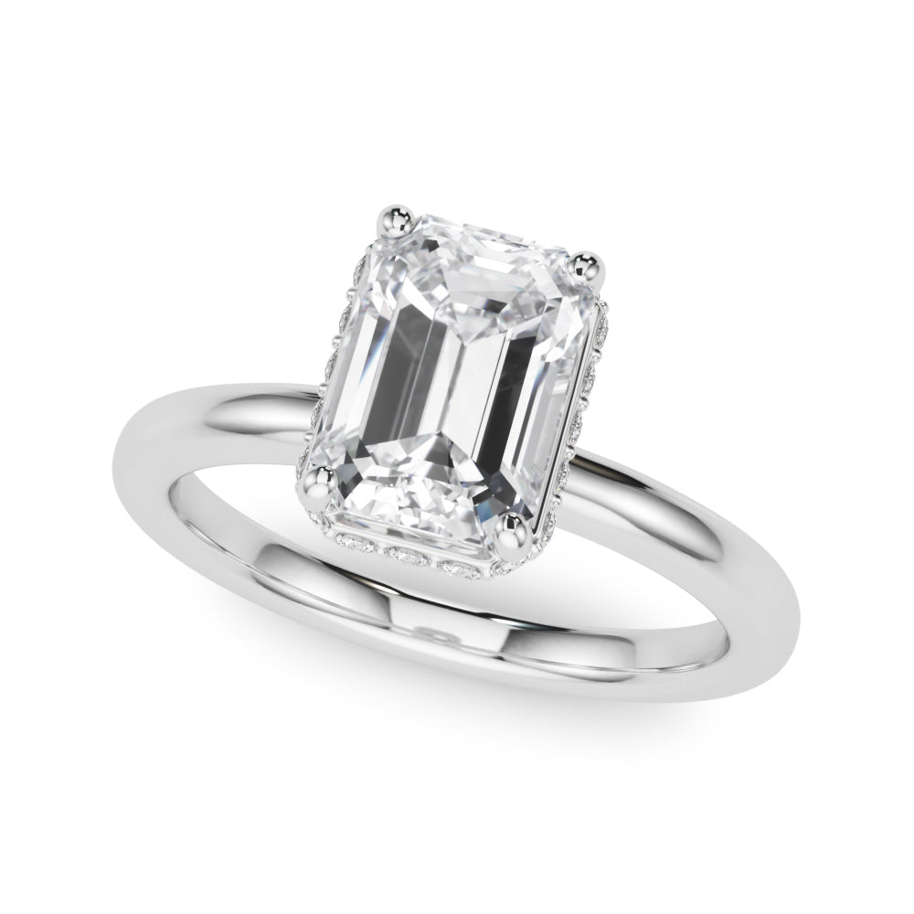 Emerald Cut Halo Engagement Ring with 0.25 Carat Total Diamond Weight, SI1-SI2 G-H Quality