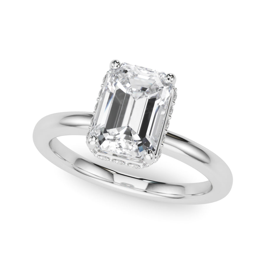 Emerald Cut Halo Engagement Ring with 0.25 Carat Total Diamond Weight, SI1-SI2 G-H Quality