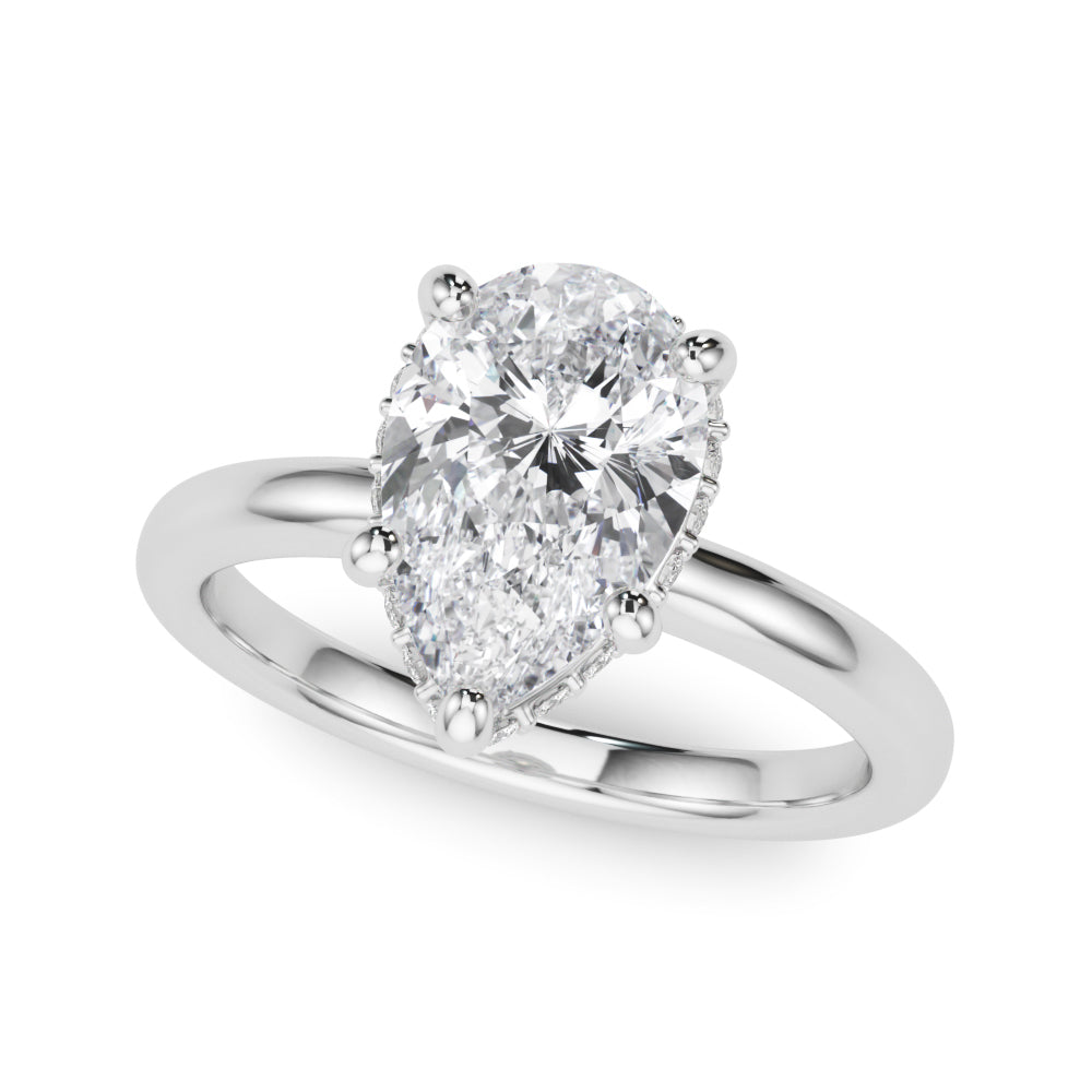 Pear Shaped Halo Engagement Ring with 1/5 Carat Total Diamond Weight, SI1-SI2 Clarity, G-H Color