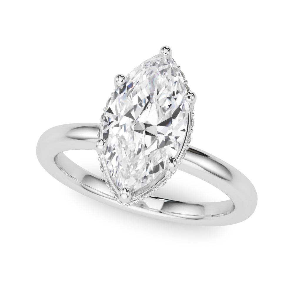 Elegant Marquise Halo Engagement Ring with 2.27 Carat Total Diamond Weight, SI1-SI2 Clarity, G-H ...