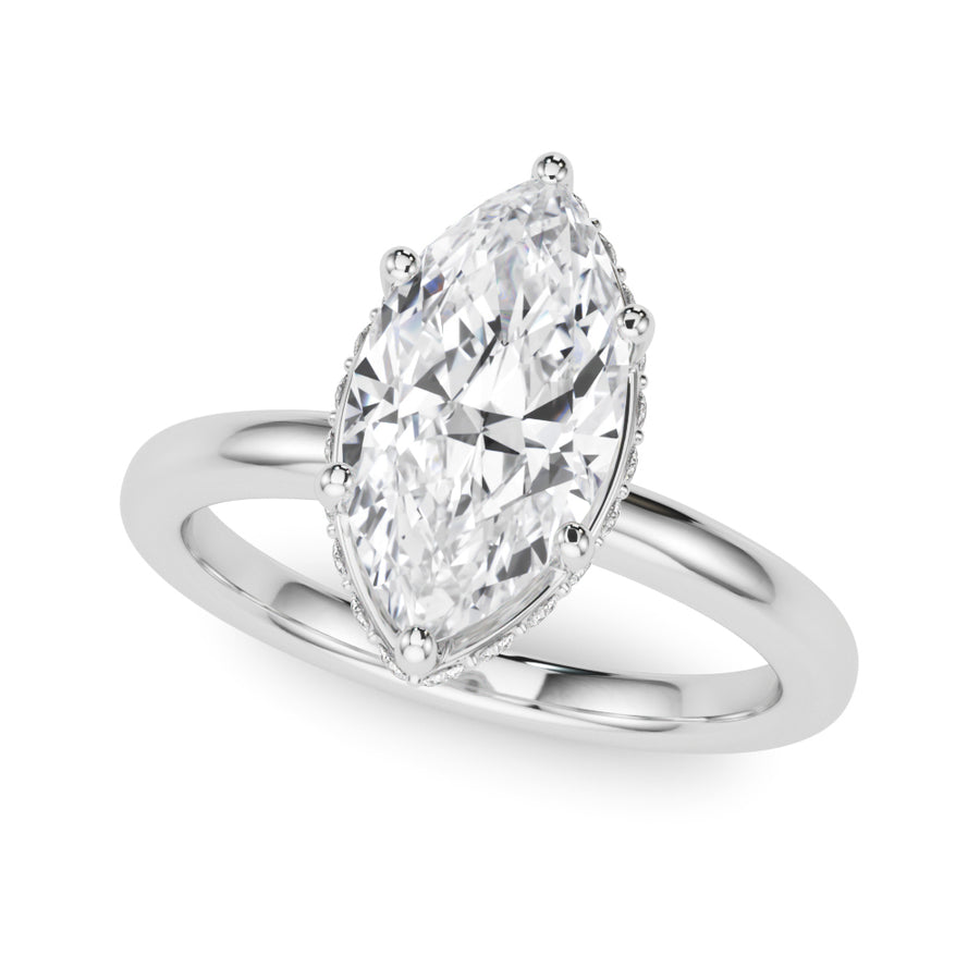 Elegant Marquise Halo Engagement Ring with 2.27 Carat Total Diamond Weight, SI1-SI2 Clarity, G-H ...