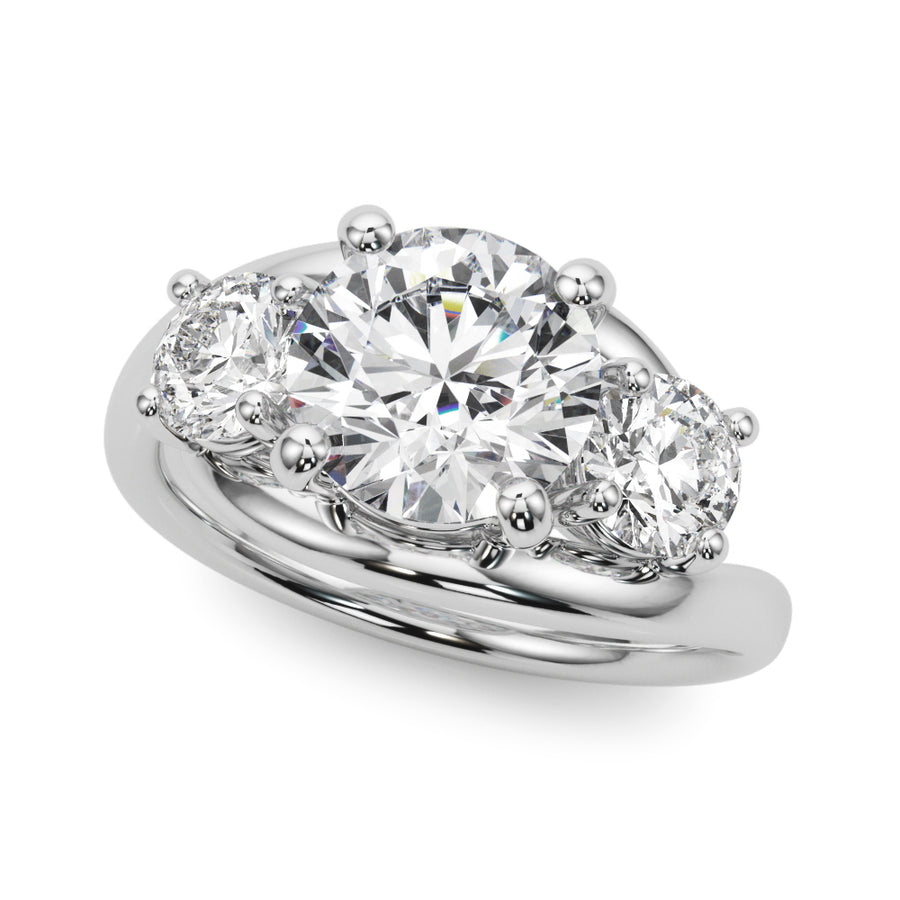Three-Stone Round Diamond Engagement Ring with 4 Carat Total Weight, SI1-SI2 Clarity, G-H Color