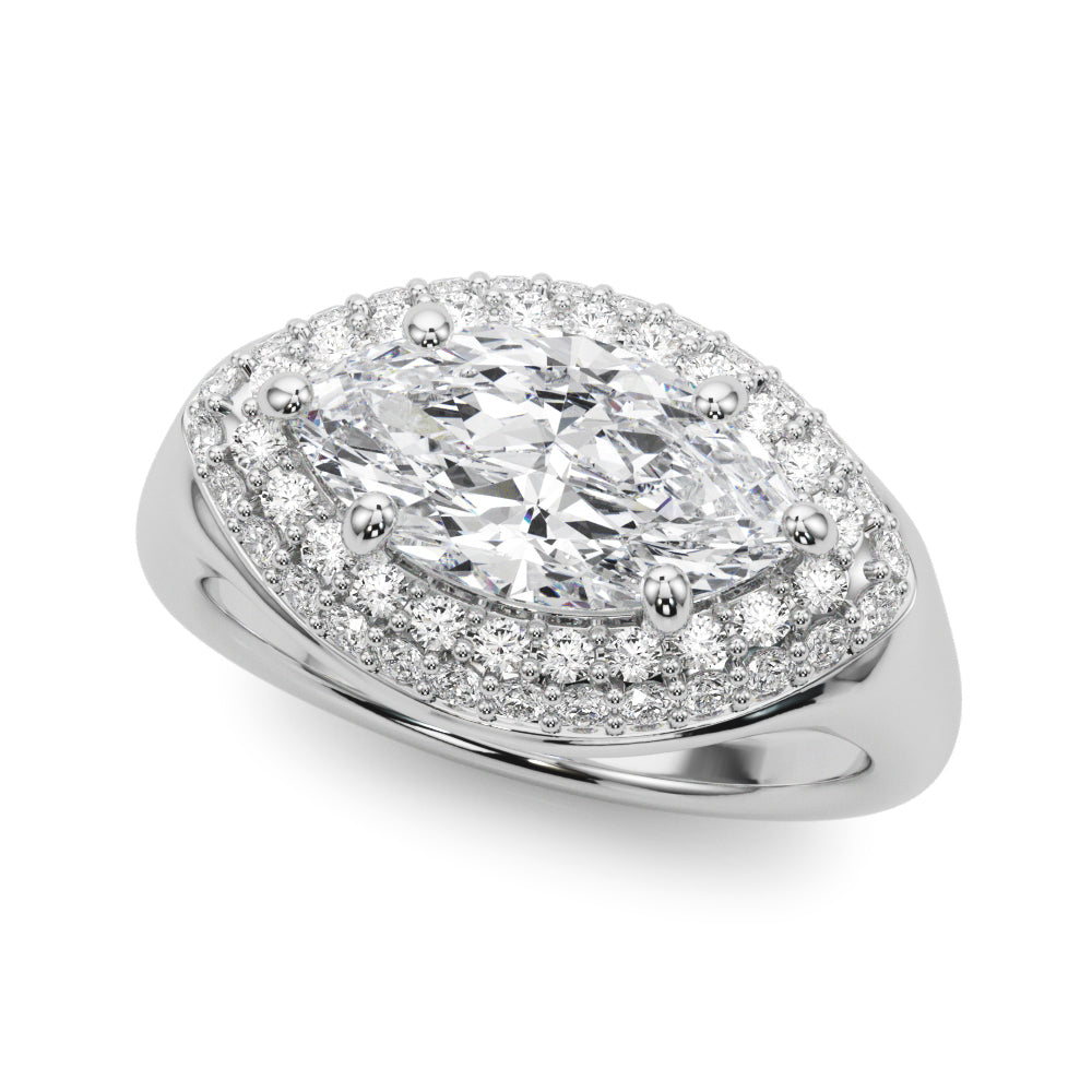 Elegant Trellis Engagement Ring with 1.44 Carat Total Diamond Weight, G-H SI1-SI2 Quality