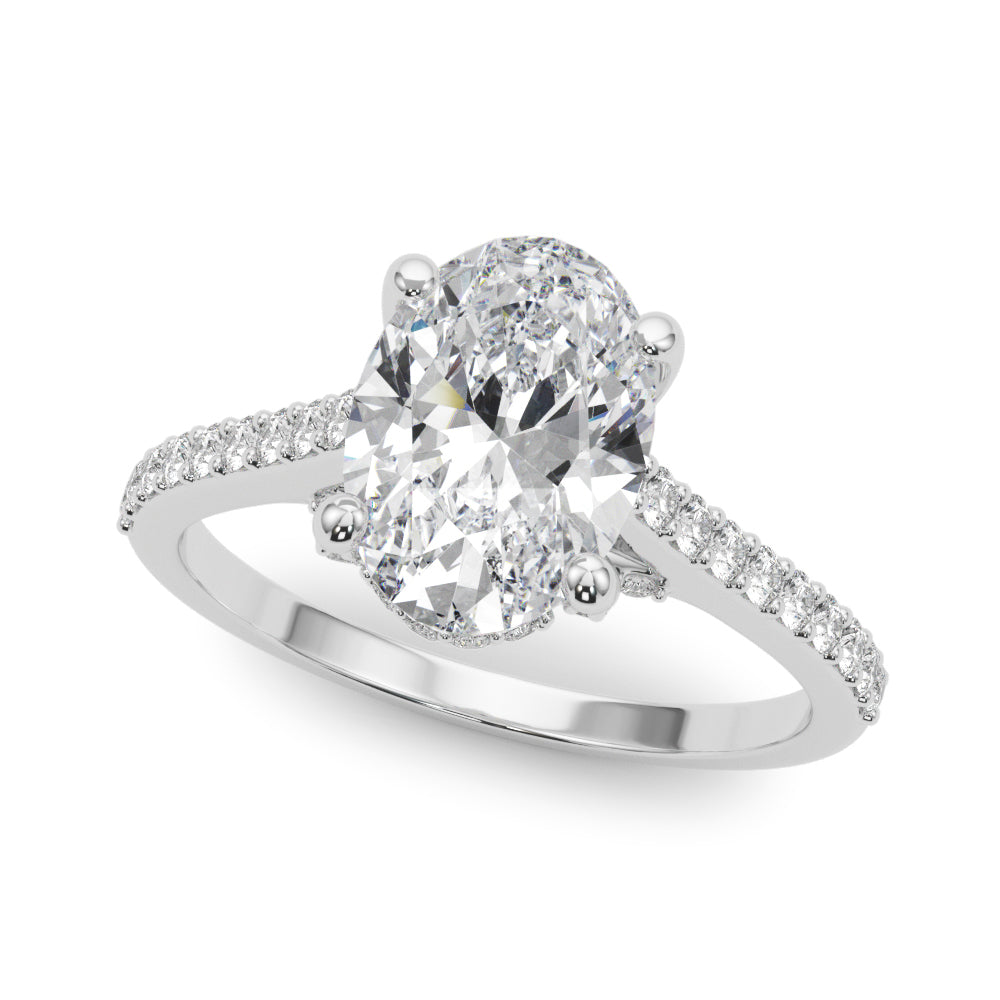 Oval Diamond Engagement Ring with 3/8 Carat Total Weight in SI1-SI2 G-H Quality