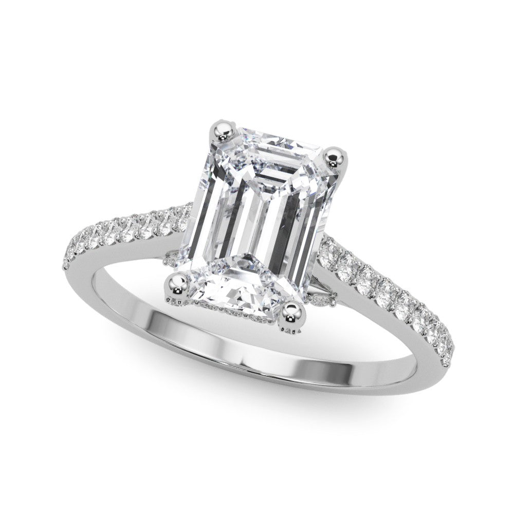 Elegant Three-Stone Engagement Ring with 0.405 Carat Total Diamond Weight, SI1-SI2 Clarity, G-H C...