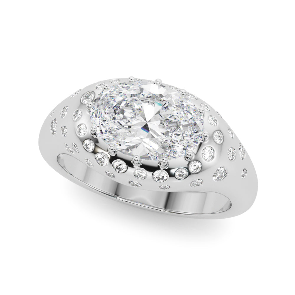 Oval Diamond Engagement Ring with 1/3 Carat Total Weight SI1-SI2 G-H Quality Stones