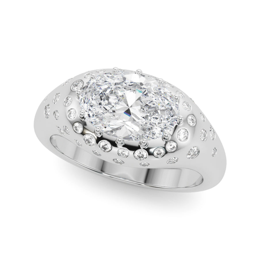 Oval Diamond Engagement Ring with 1/3 Carat Total Weight SI1-SI2 G-H Quality Stones