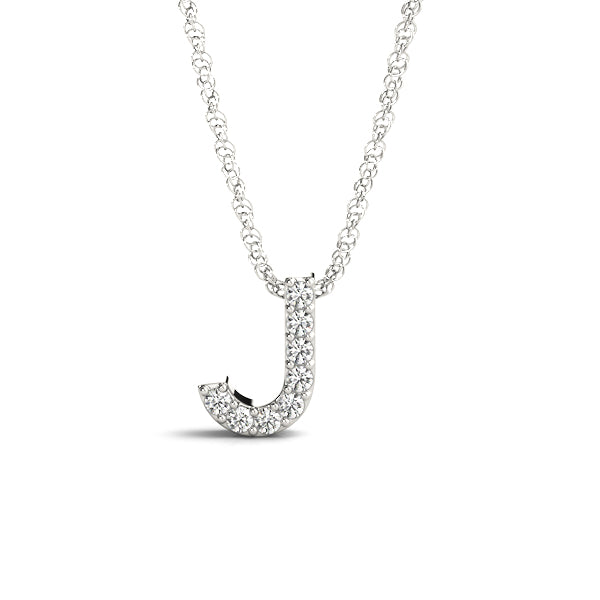 Dainty Initial J Ring with 1/20 Carat Total Diamond Weight in Polished Finish