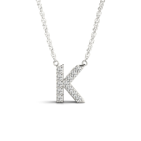 Polished Initial "K" Ring with 1/20 Carat Total Weight Diamonds (SI1-SI2, G-H)