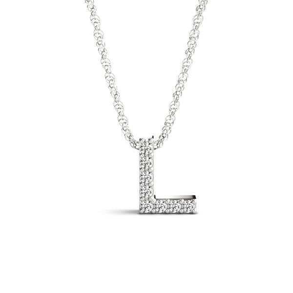 Polished Initial "L" Ring with 1/20 Carat Total Weight Diamonds (SI1-SI2, G-H)