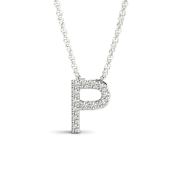 Polished Initial Pendant with 1/15 Carat Total Weight Diamond Accents, SI1-SI2 G-H Quality