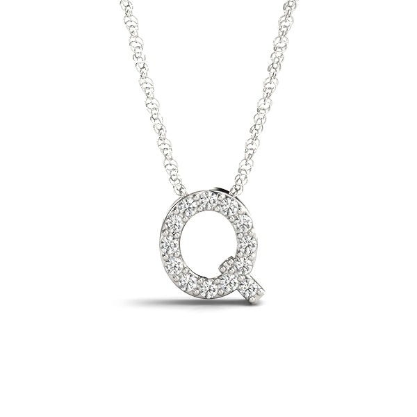 Polished Initial Q Ring with 0.065 Carat Total Diamond Weight in G-H SI1-SI2 Quality