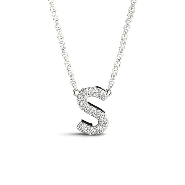 Elegant Initial "S" Ring with 1/20 Carat Total Weight Diamond Accents, Polished Finish