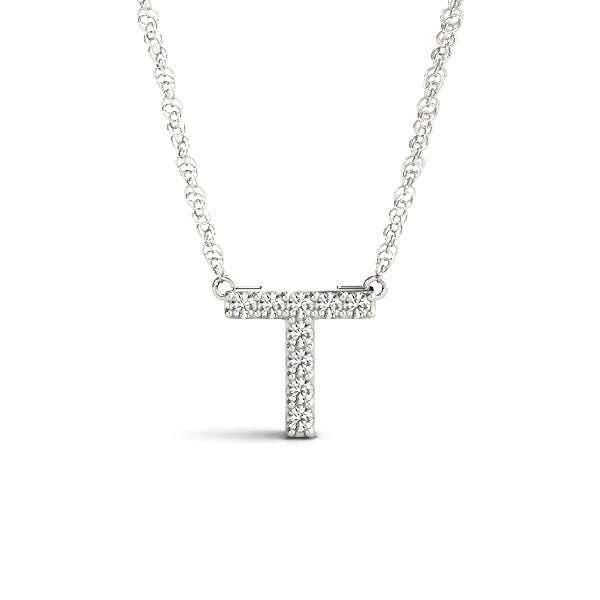 Polished Initial "T" Ring with 1/20 Carat Total Diamond Weight, SI1-SI2 G-H Quality