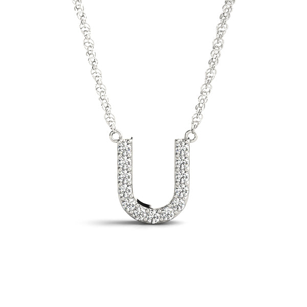Polished Initial Pendant with 1/15 Carat Total Weight Diamond Accents, SI1-SI2 Clarity, G-H Color
