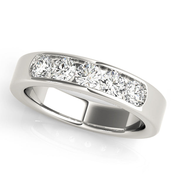 Five-Stone Channel-Set Diamond Band Ring with 1 Carat Total Weight, SI1-SI2 G-H Quality