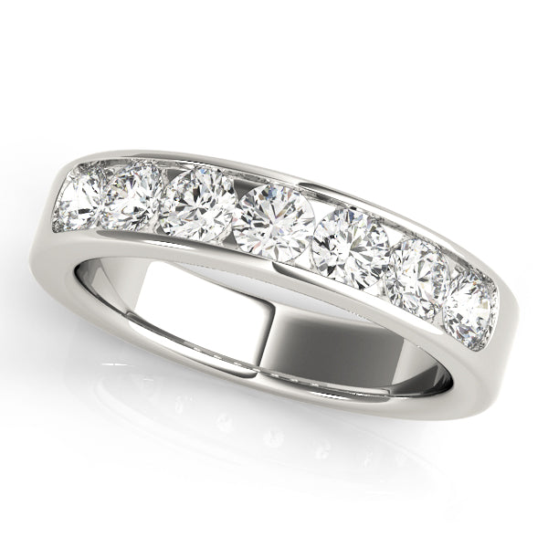 Seven-Stone Channel-Set Diamond Band Ring with 0.84 Carat Total Weight, SI1-SI2 G-H Quality