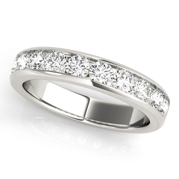 0.17 Carat Round Diamond Channel Set Anniversary Band Ring, 1.19 Carat Total Weight