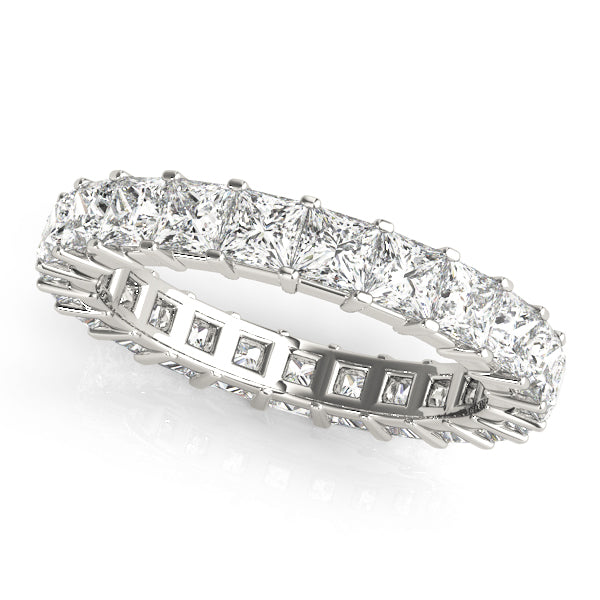 2.5 Millimeter Square Prong Set Eternity Ring with 2.6 Carat Total Diamond Weight