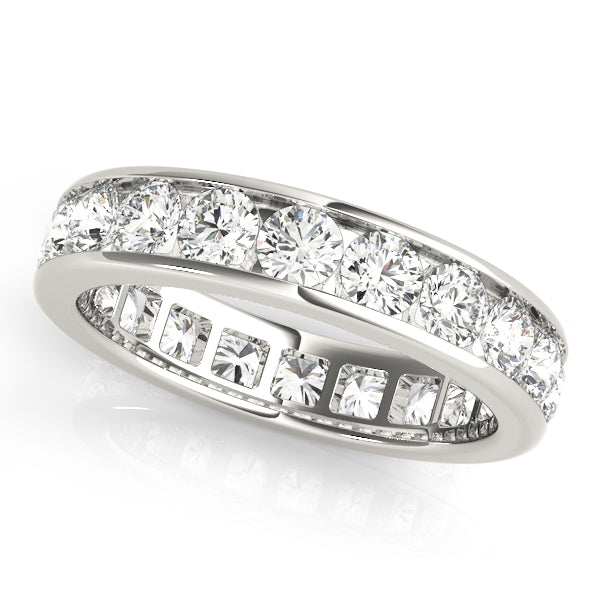 0.07 Carat Round Diamond Channel-Set Eternity Band Ring, 1.61 Carat Total Weight, SI1-SI2 G-H Qua...