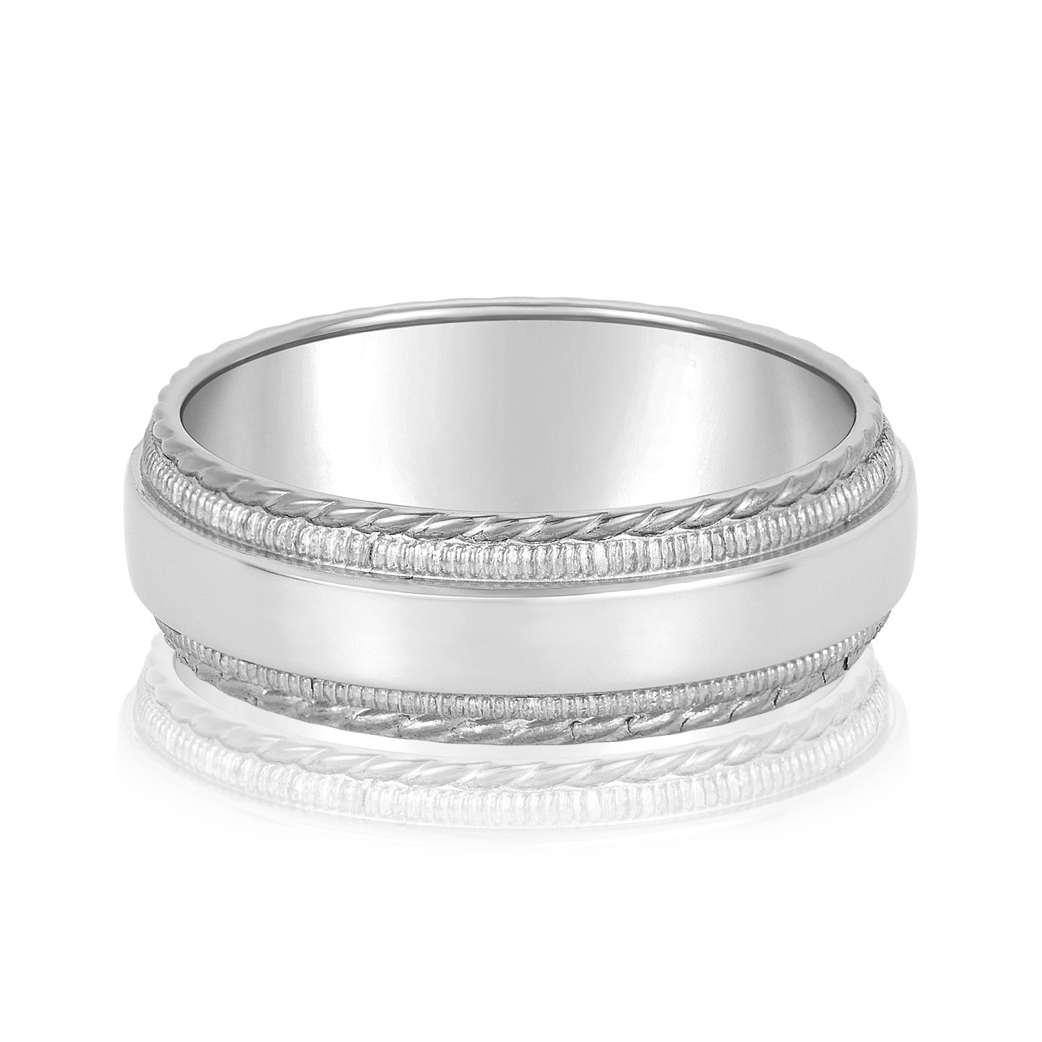 Classic 8 Millimeter Men's Wedding Band in Polished Finish with SI1-SI2 G-H Diamonds