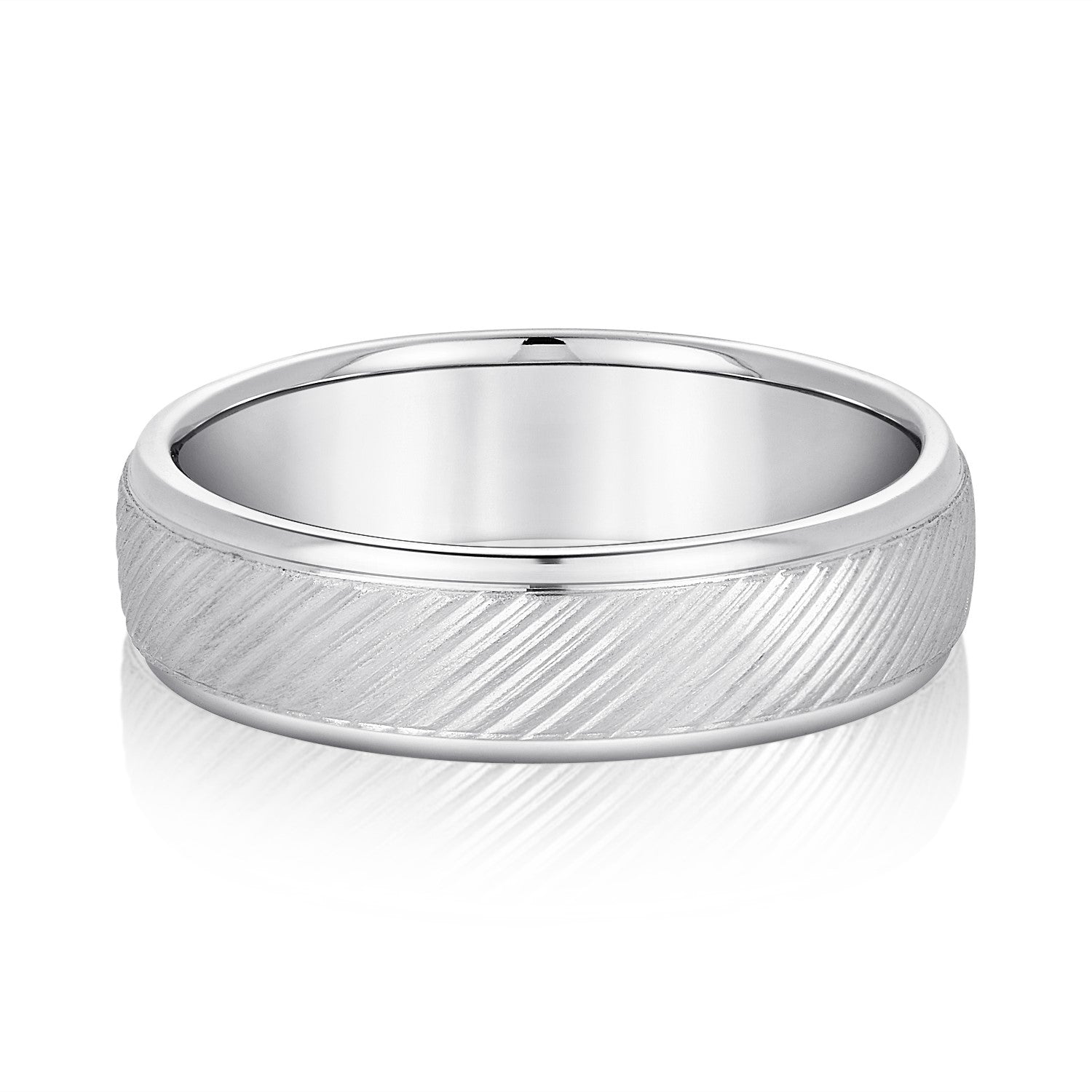 Classic 7 Millimeter Men's Wedding Band in Polished Finish, Diamond Accents, G-H Color, SI1-SI2 C...