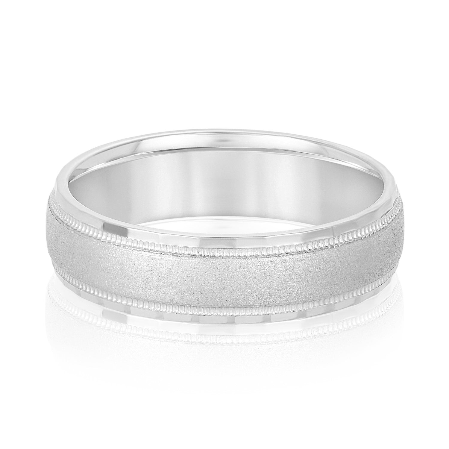 Classic 8 Millimeter Men's Wedding Band in Polished Finish with SI1-SI2 G-H Diamonds