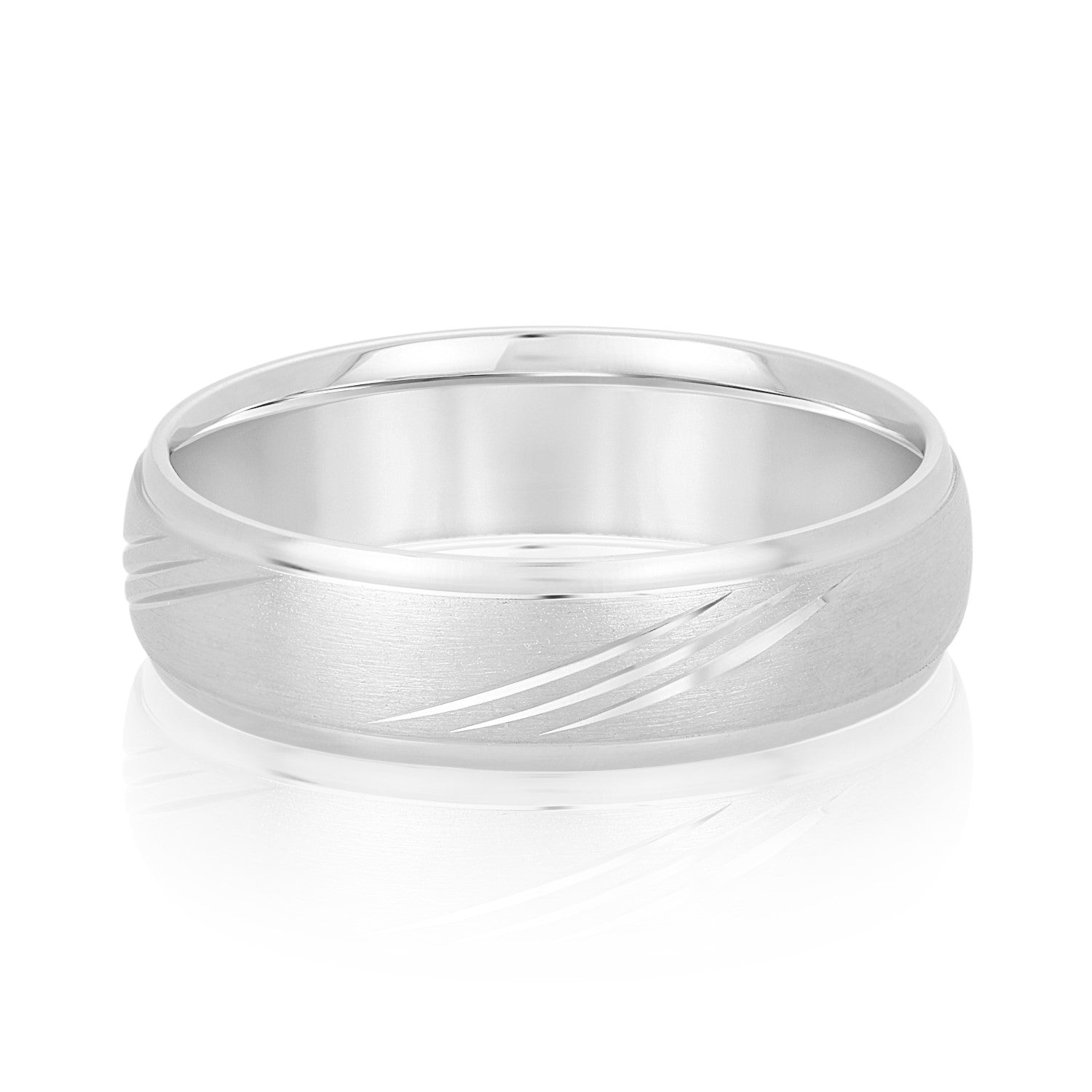 Classic 7 Millimeter Men's Wedding Band in Polished Finish with SI1-SI2 G-H Diamonds