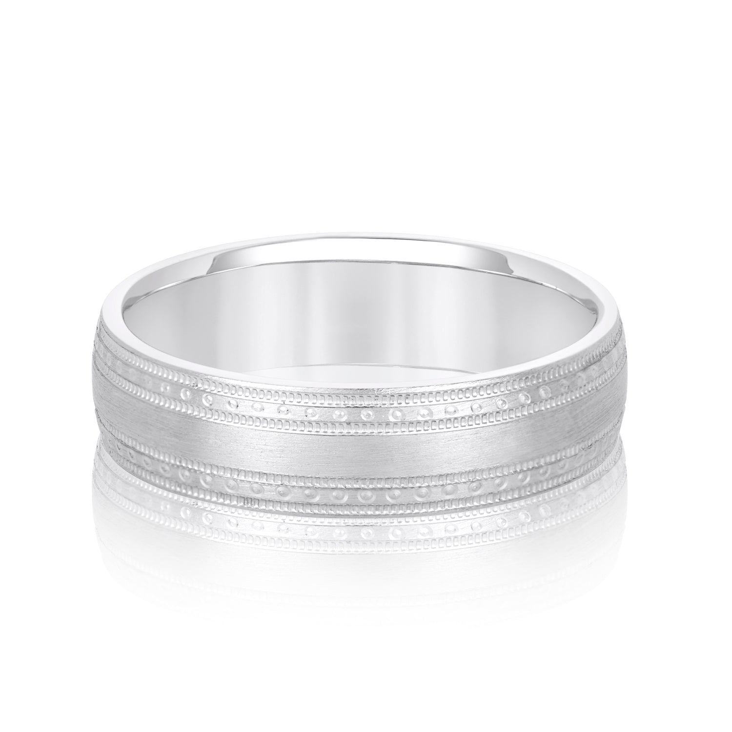 Classic 8 Millimeter Men's Wedding Band in Polished Finish with SI1-SI2 G-H Diamonds