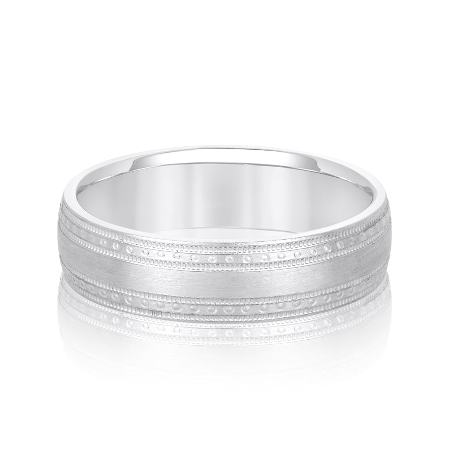 Classic 8 Millimeter Men's Wedding Band in Polished Finish with SI1-SI2 G-H Diamonds