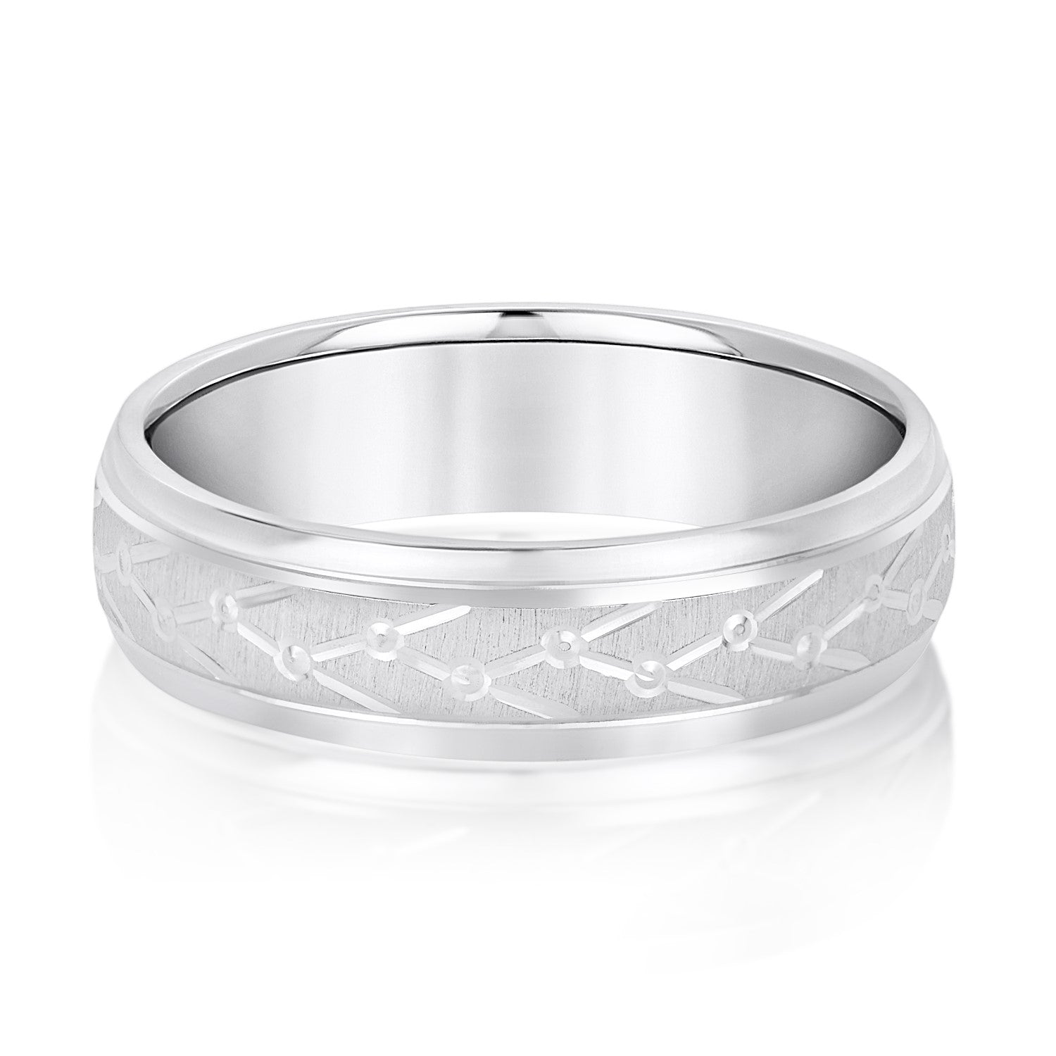 Classic 8 Millimeter Men's Wedding Band in Polished Finish, Diamond Accents SI1-SI2 G-H Quality