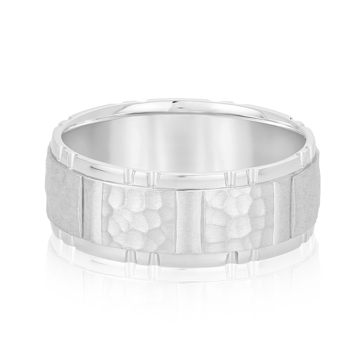 Classic 8 Millimeter Men's Wedding Band in Polished Finish with G-H SI1-SI2 Diamonds