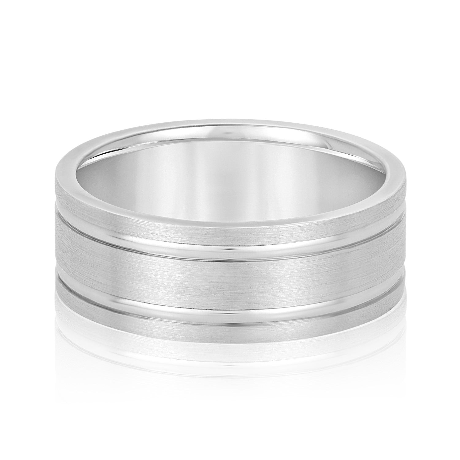 Classic 7 Millimeter Men's Wedding Band in Polished Finish with SI1-SI2 G-H Diamonds