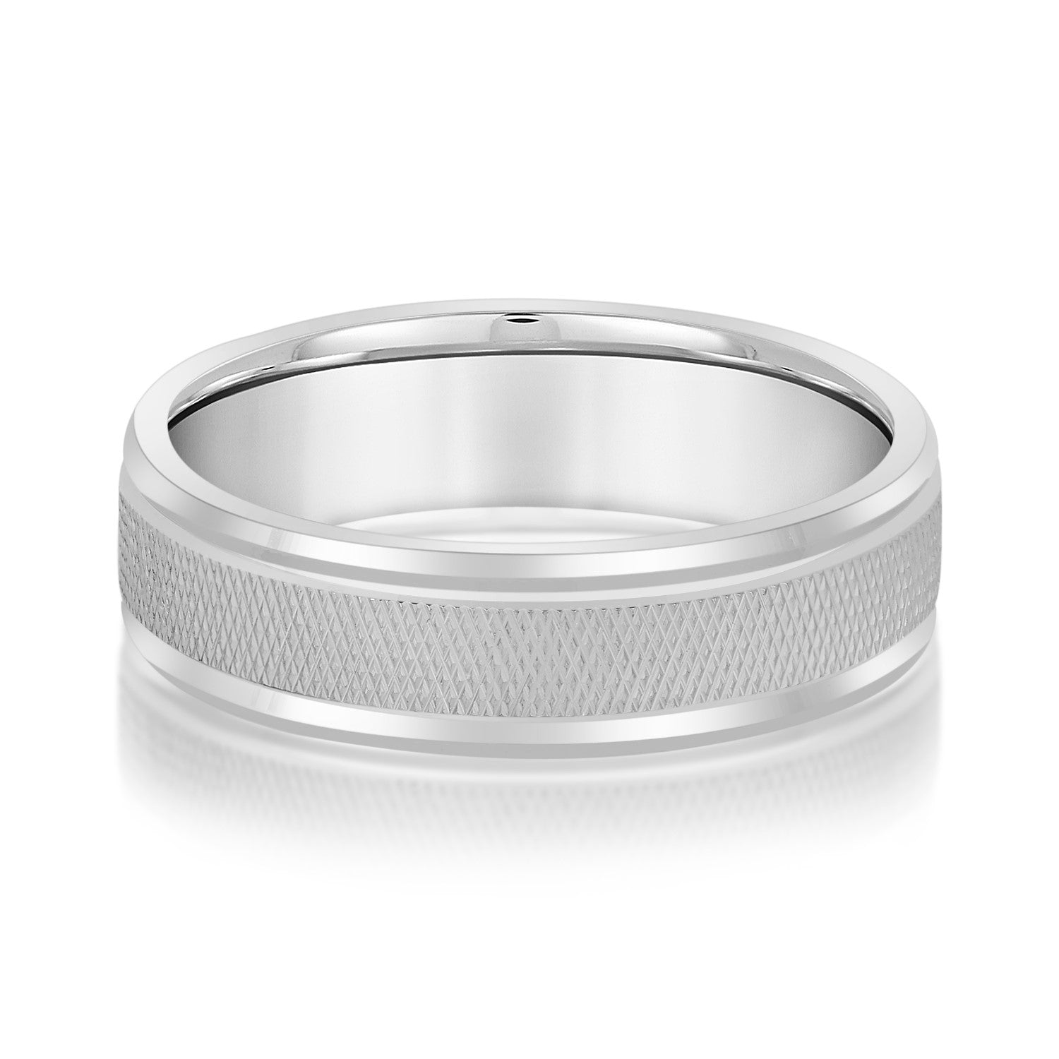 Classic 7 Millimeter Men's Wedding Band in Polished Finish with SI1-SI2 G-H Diamonds