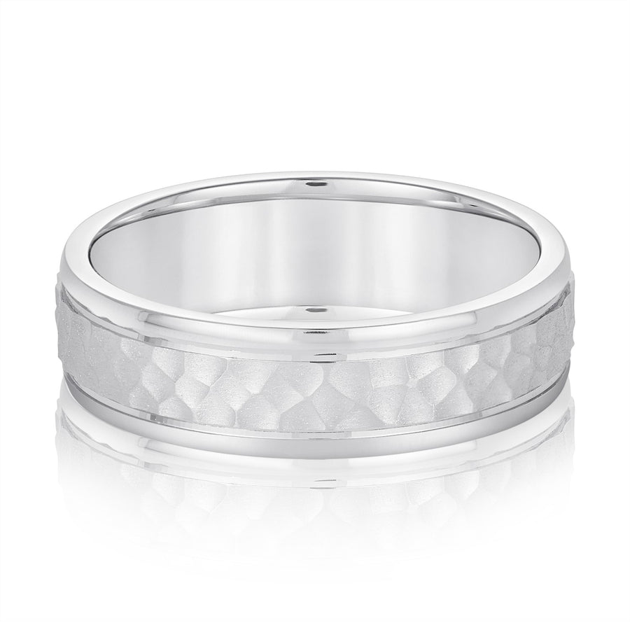 Classic 7 Millimeter Men's Wedding Band in Polished Finish with SI1-SI2 G-H Diamonds