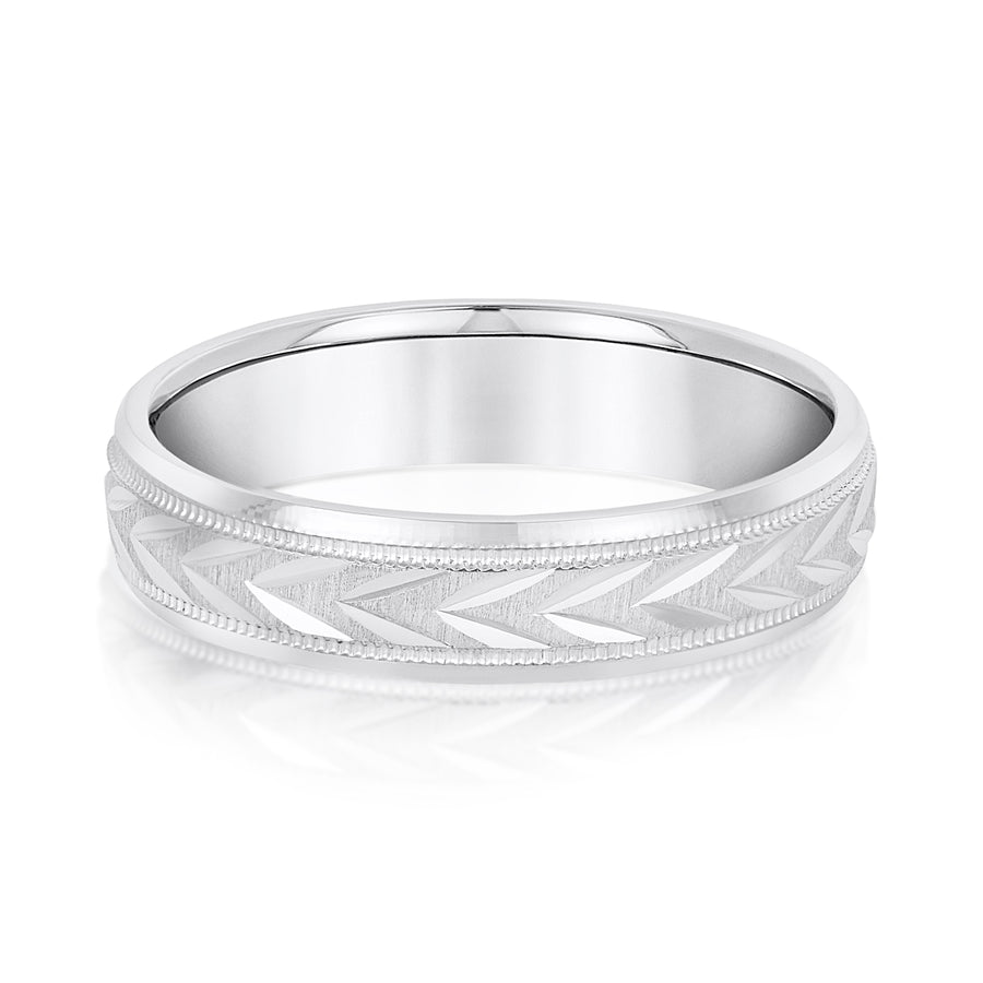 Classic 8 Millimeter Men's Wedding Band in Polished Finish with SI1-SI2 G-H Diamonds