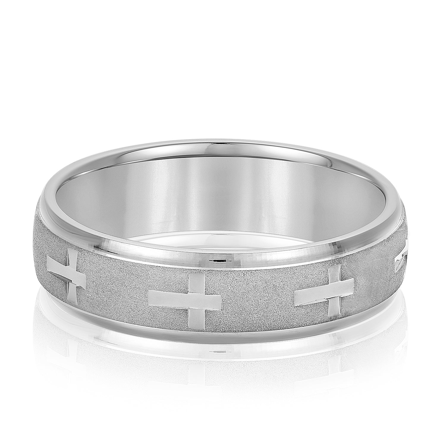 Classic 7 Millimeter Men's Wedding Band in Polished Finish - SI1-SI2 Diamond Accents