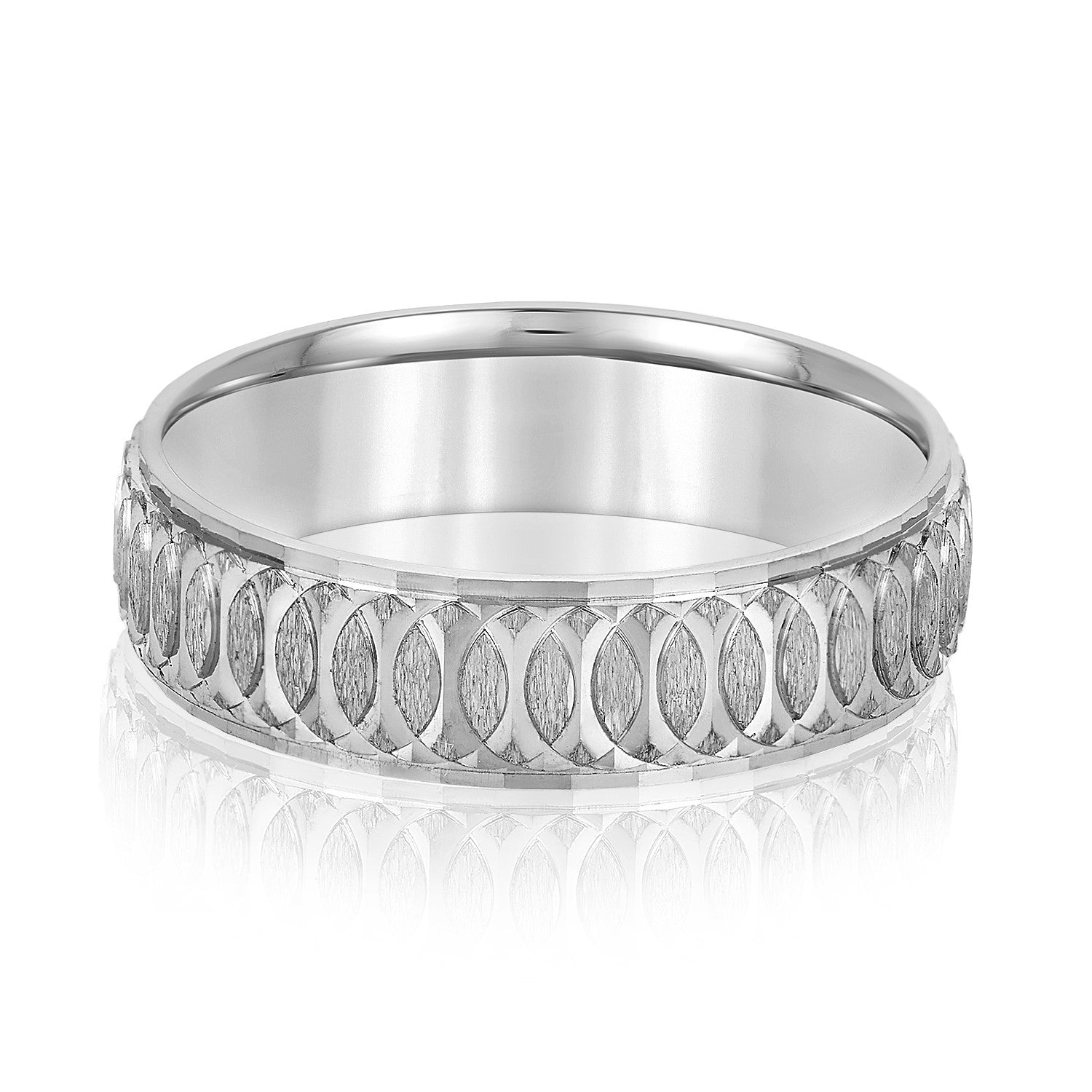 Classic 7 Millimeter Men's Wedding Band in Polished Finish with SI1-SI2 G-H Diamonds