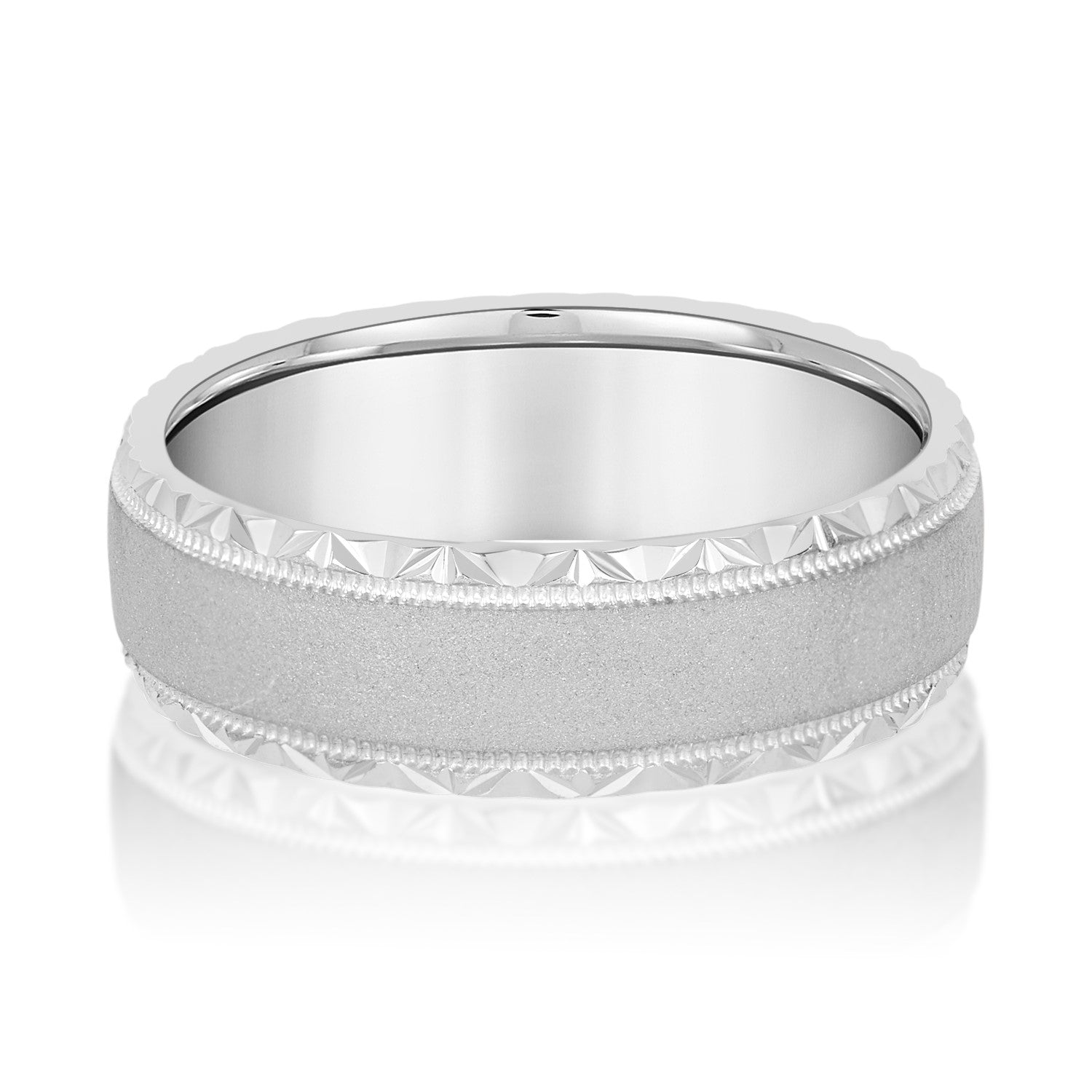 Classic 8 Millimeter Men's Wedding Band in Polished Finish with SI1-SI2 G-H Diamonds