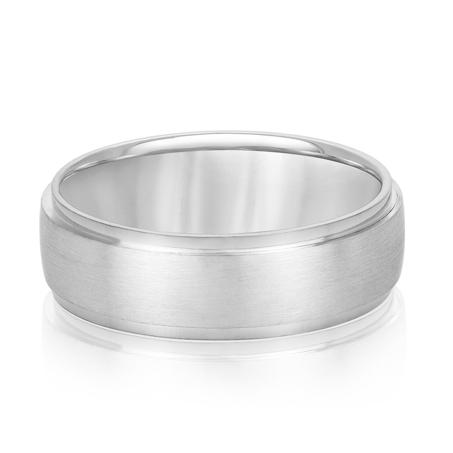 Classic 7 Millimeter Men's Wedding Band in Polished Finish with Diamond Accents