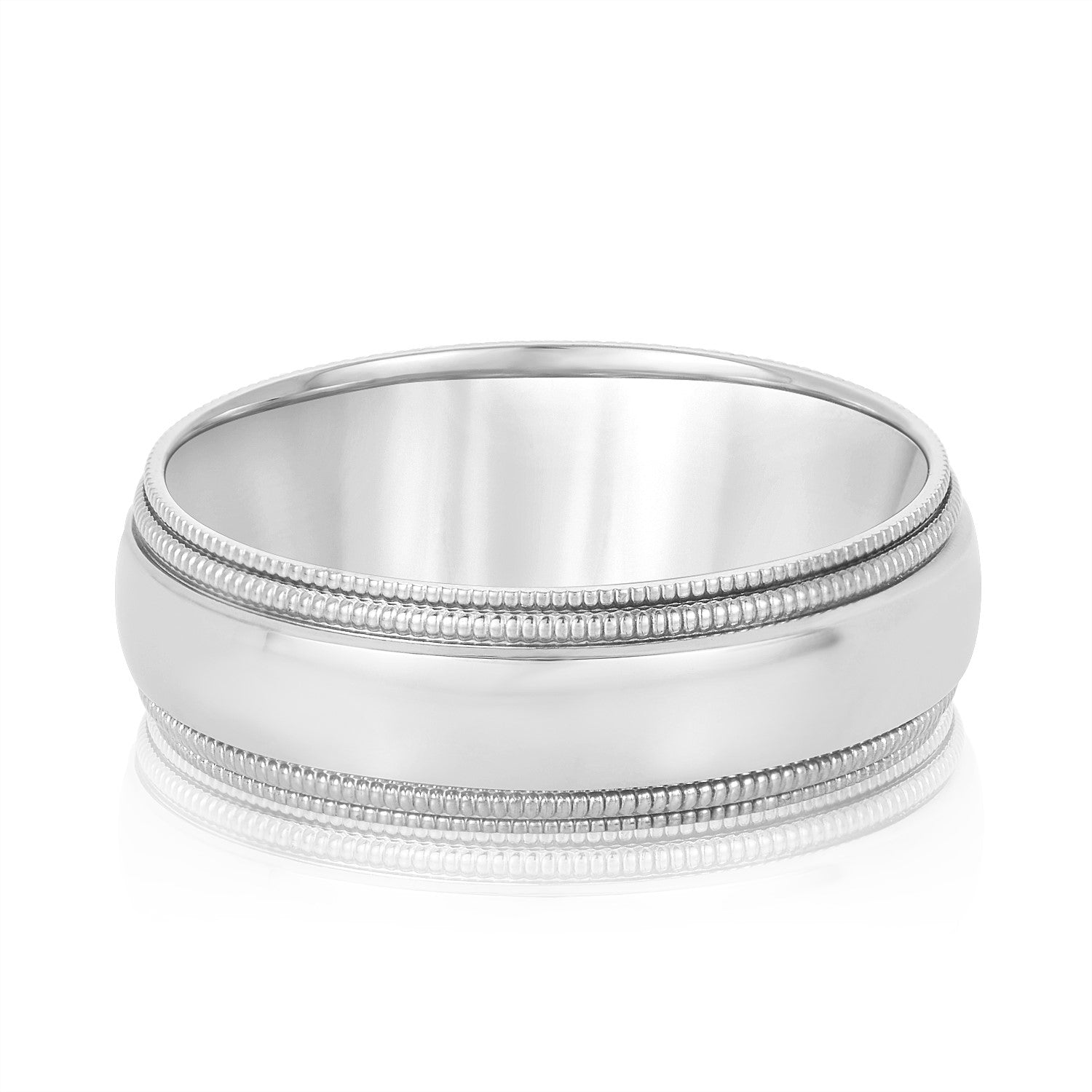 Classic 7 Millimeter Men's Wedding Band in Polished Finish with SI1-SI2 G-H Diamonds