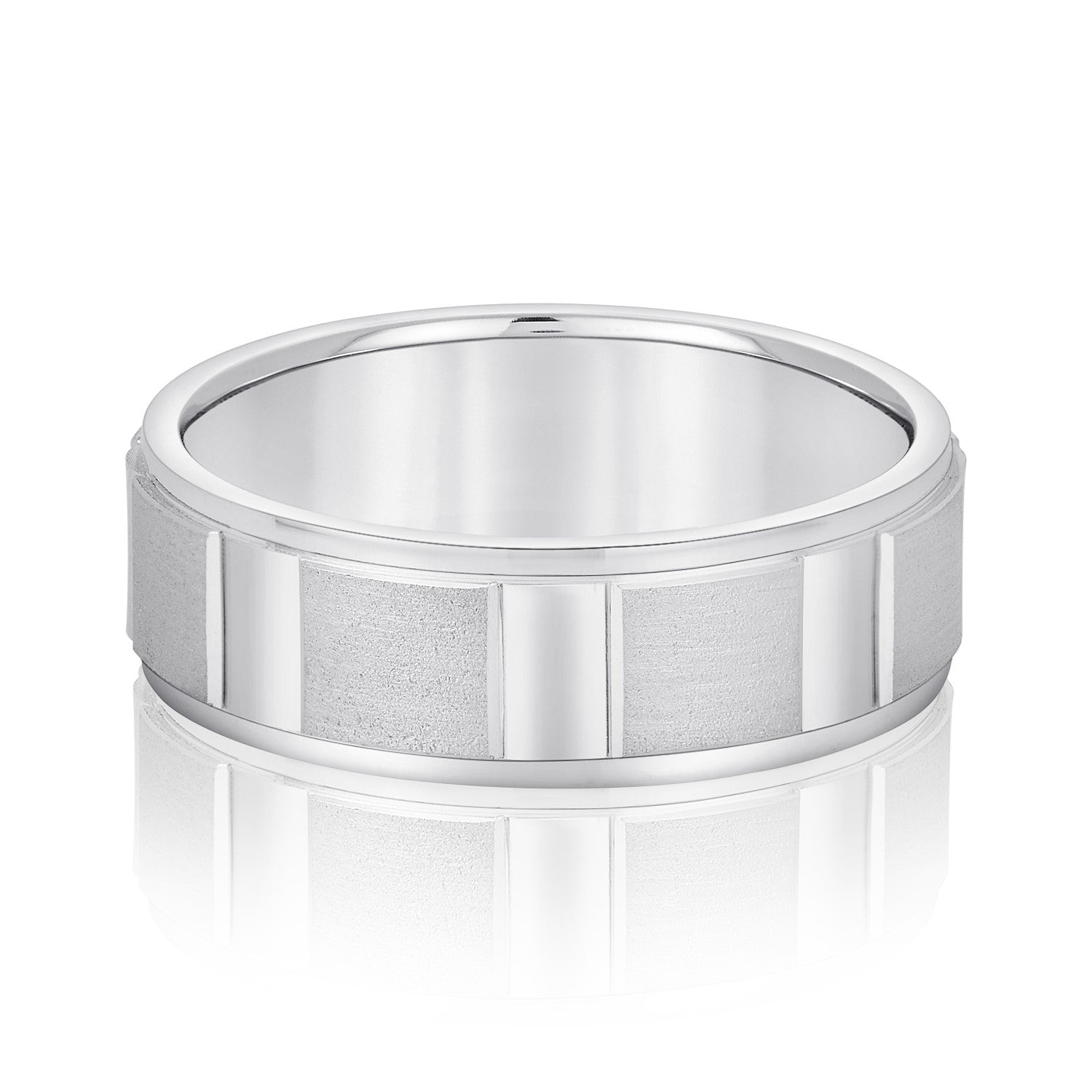Classic 8 Millimeter Men's Wedding Band in Polished Finish with SI1-SI2 G-H Diamonds